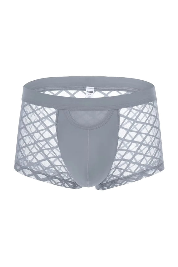 Men's Bulge Enhancing Boxer Briefs Mesh Transparent Underwear Gray XXXL 1-Pack