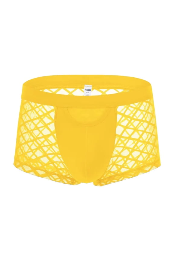 Men's Bulge Enhancing Boxer Briefs Mesh Transparent Underwear Yellow XXXL 1-Pack