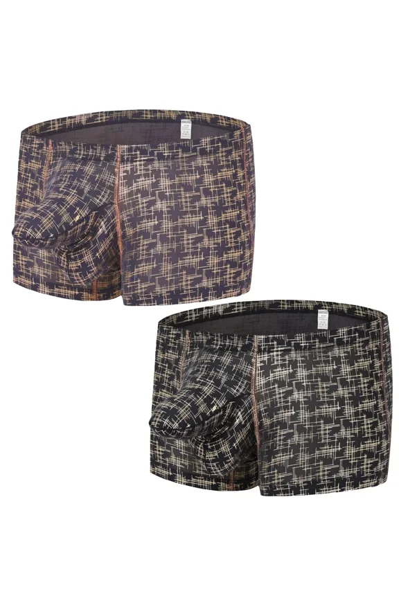 Men's Bulge Enhancing Boxer Briefs Nylon Underwear Black/Gray L 2-Pack