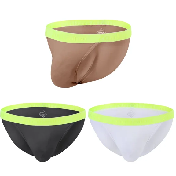 TANBOM Men's Bulge Enhancing Briefs Bamboo Viscose Underwear Coffee/Black/White XL 3-Pack