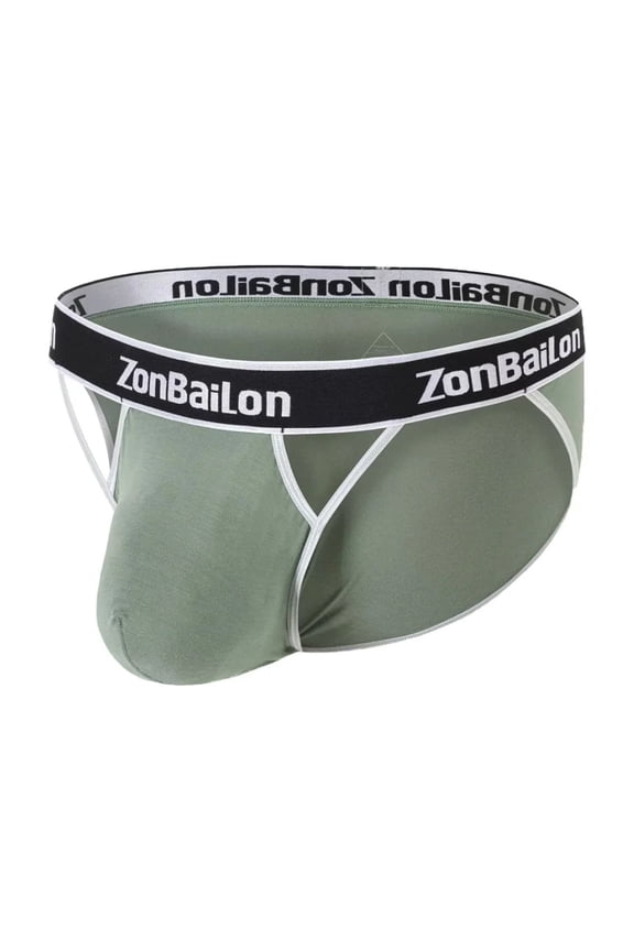 Men's Bulge Enhancing Briefs Bamboo Viscose Underwear Green M 1-Pack
