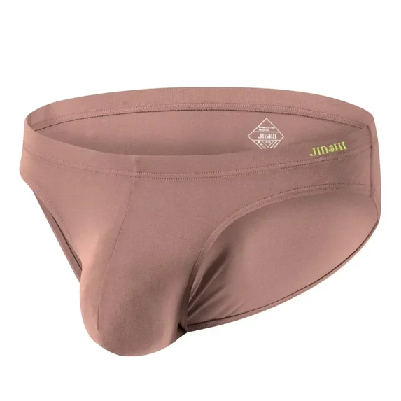 TANBOM Men's Bulge Enhancing Briefs Mesh Banboo Fiber Underwear Brown L 1-Pack