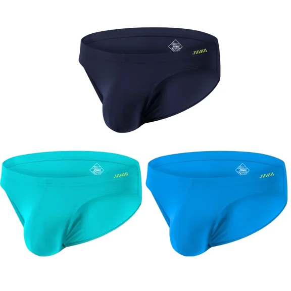 TANBOM Men's Bulge Enhancing Briefs Mesh Banboo Fiber Underwear Dark Blue/Green/Blue XXL 3-Pack