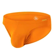 TANBOM Mens Bulge Enhancing Briefs Mesh Banboo Fiber Underwear Orange L 1-Pack