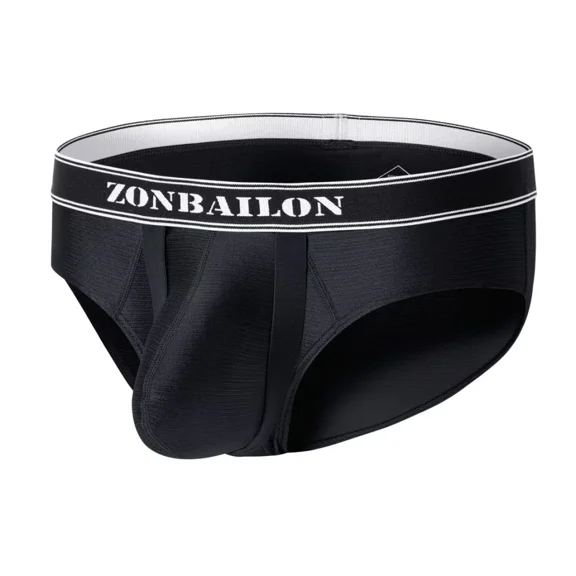 TANBOM Men's Bulge Enhancing Briefs Mesh Nylon Underwear Black M 1-Pack