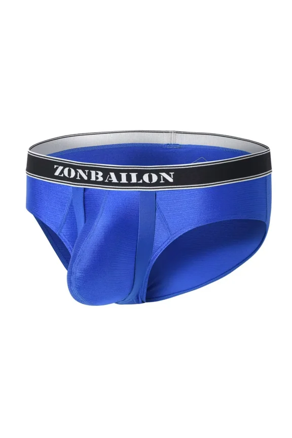 Men's Bulge Enhancing Briefs Mesh Nylon Underwear Blue L 1-Pack