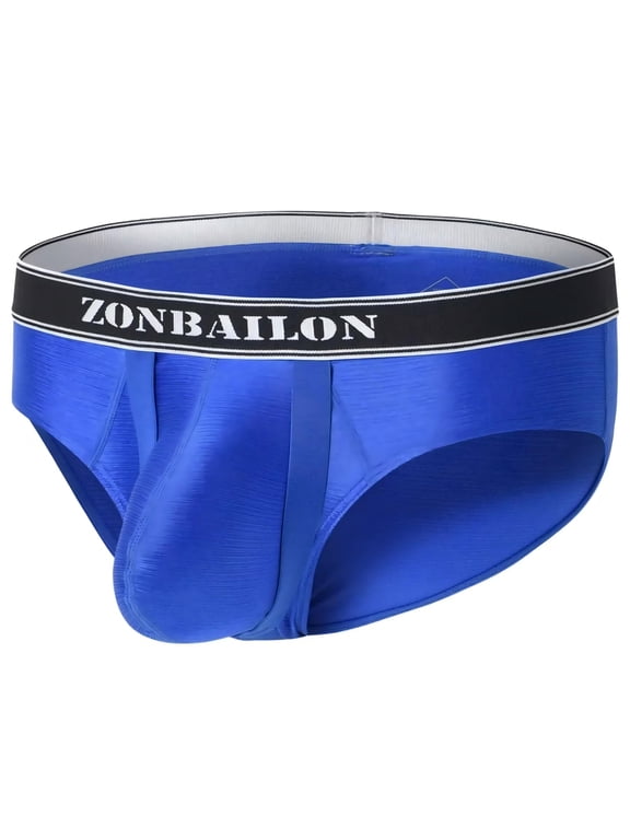 Men's Bulge Enhancing Briefs Mesh Nylon Underwear Blue L 1-Pack