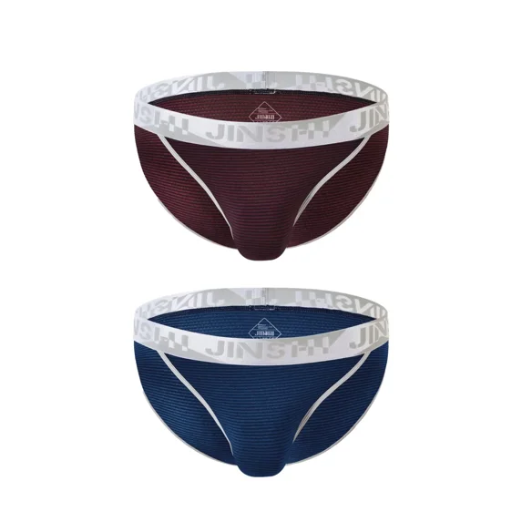 TANBOM Men's Bulge Enhancing Briefs Mesh Nylon Underwear Brown/Blue L 2-Pack