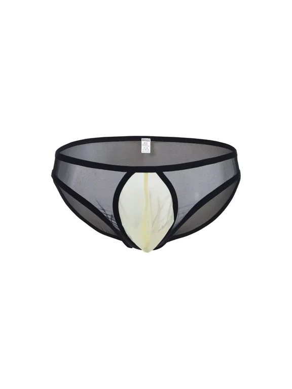 Men's Bulge Enhancing Briefs Nylon Mesh Underwear Black L 1-Pack