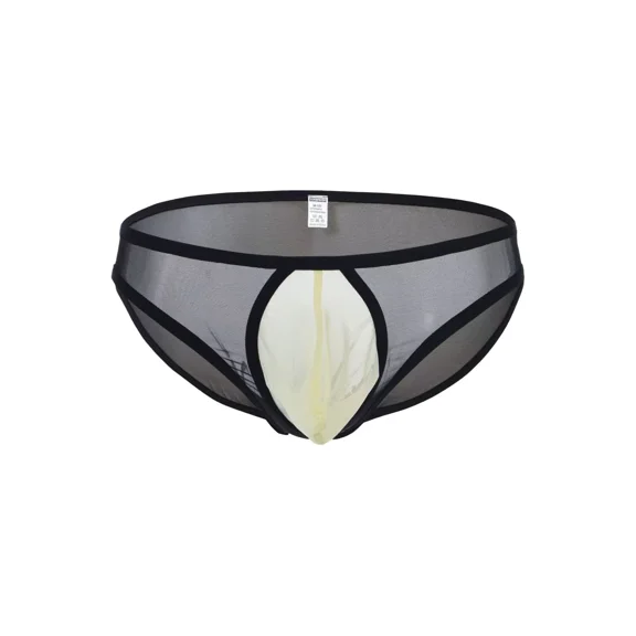 TANBOM Men's Bulge Enhancing Briefs Nylon Mesh Underwear Black M 1-Pack