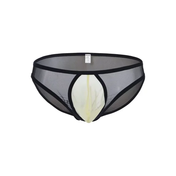 TANBOM Men's Bulge Enhancing Briefs Nylon Mesh Underwear Black M 1-Pack