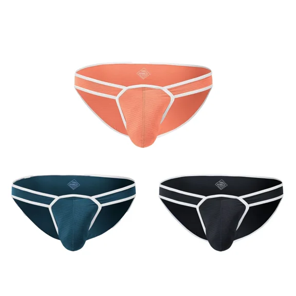 TANBOM Men's Bulge Enhancing Briefs Nylon Underwear Gray/Black/Green XL 3-Pack