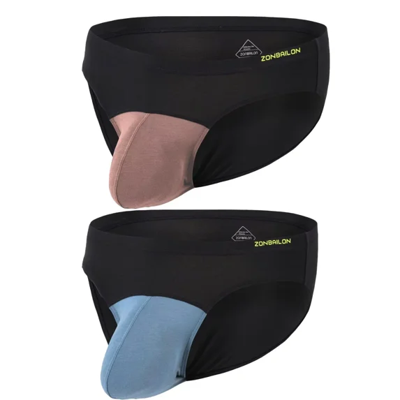 TANBOM Men's Regular Contoured Support Triangle Bamboo Viscose Underpants Brown/Blue XXXL 2-Pack