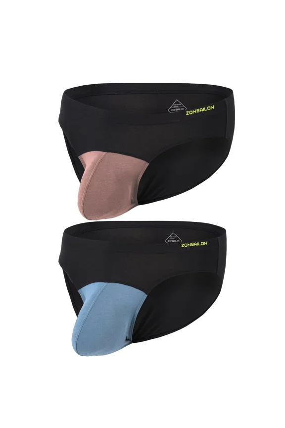 Men's Regular Contoured Support Triangle Bamboo Viscose Underpants Brown/Blue XXXL 2-Pack