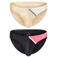 thumbnail image 1 of TANBOM Men's Bulge Enhancing Triangle Thong Nylon Underwear Apricot/Black XL 2-Pack, 1 of 6
