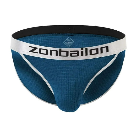 TANBOM Men's Bulge Enhancing Triangle Thong Nylon Underwear Blue XL 1-Pack
