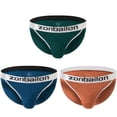 thumbnail image 1 of TANBOM Men's Low Rise Elastic Breathable Contoured Pouch Nylon Triangle Underwear, Green/Blue/Brown, 3-Pack, XL, 1 of 6