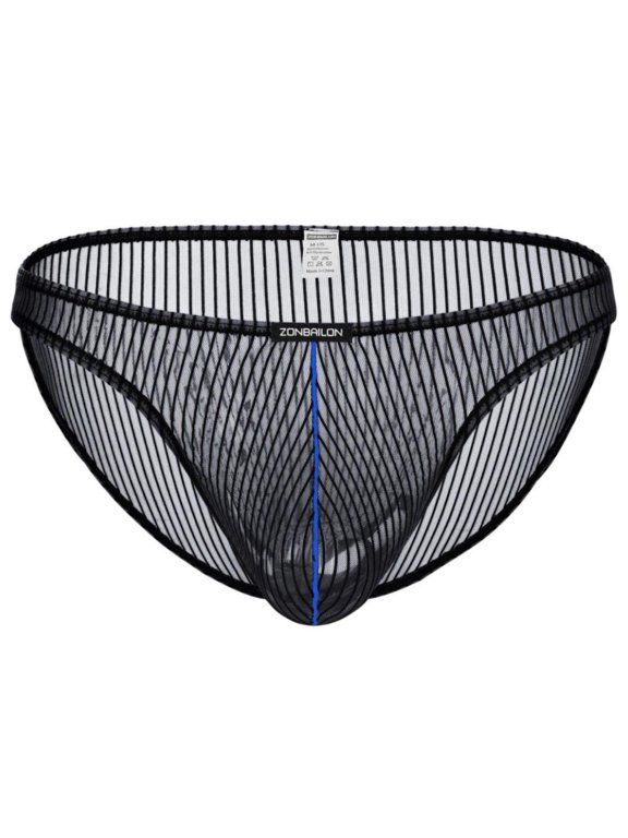 Men's Breathable Nylon Mesh Triangle Brief Underwear, Black, 1-Pack, XL
