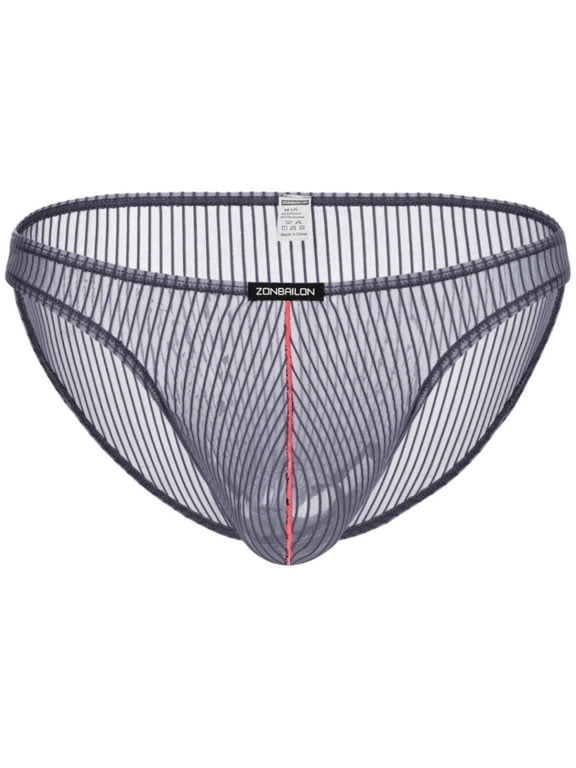 Men's Breathable Nylon Mesh Triangle Brief Underwear, Gray, 1-Pack, XXL