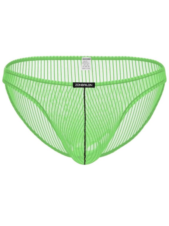 Men's Breathable Nylon Mesh Triangle Brief Underwear, Green, 1-Pack, XL