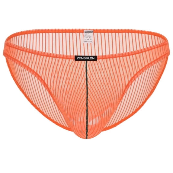 TANBOM Men's Breathable Nylon Mesh Triangle Brief Underwear, Orange, 1-Pack, M