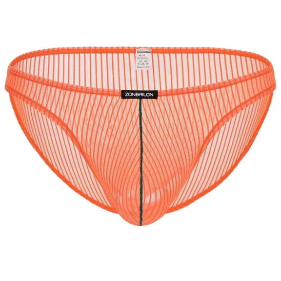 TANBOM Men's Breathable Nylon Mesh Triangle Brief Underwear, Orange, 1-Pack, M