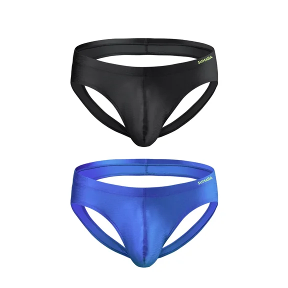 TANBOM Men's Comfortable Triangle Thong Nylon Underwear Black/Blue XXL 1-Pack