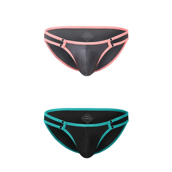 TANBOM Men's Comfortable Triangle Nylon Underwear Black/Gray Size XXL 2-pack