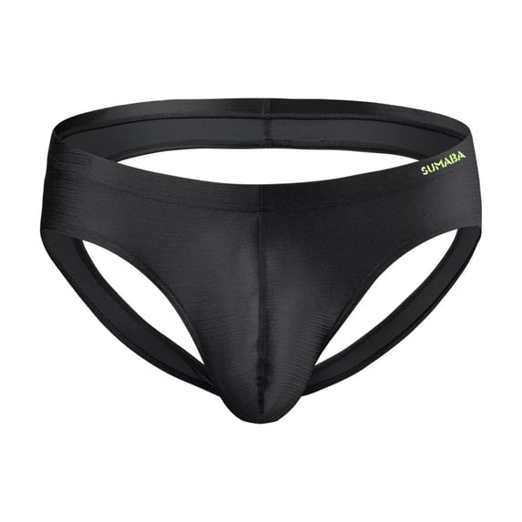 TANBOM Men's Comfortable Triangle Thong Nylon Underwear Black L 1-Pack