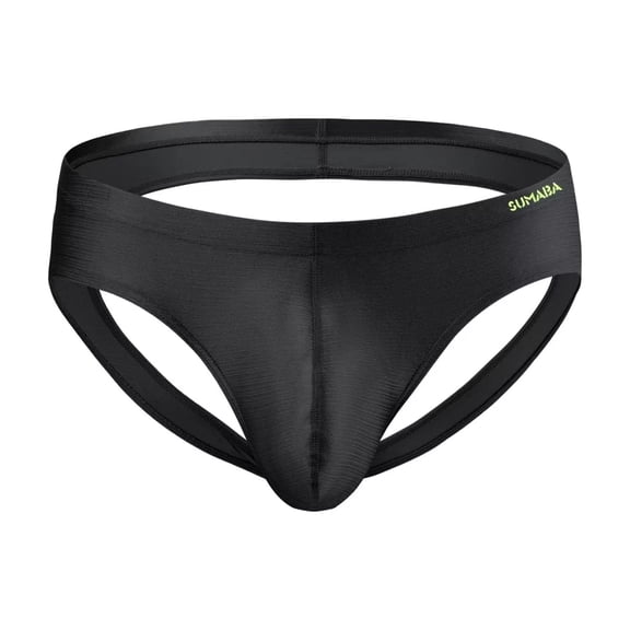 TANBOM Men's Comfortable Triangle Thong Nylon Underwear Black L 1-Pack