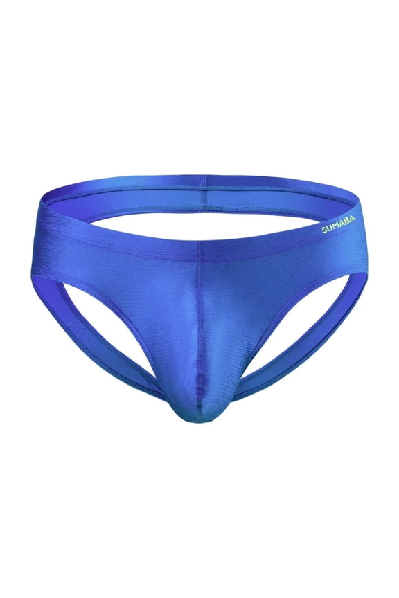 Men's Comfortable Triangle Thong Nylon Underwear Blue XXL 1-Pack