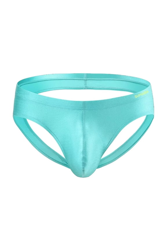 Men's Comfortable Triangle Thong Nylon Underwear Green M 1-Pack
