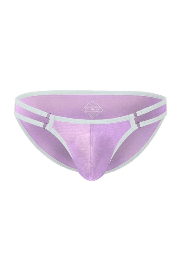 Men's Comfortable Triangle Thong Nylon Underwear Purple XL 1-Pack