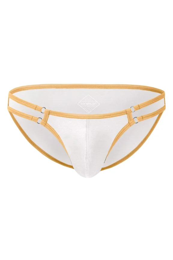 Men's Comfortable Triangle Thong Nylon Underwear White M 1-Pack