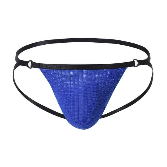 TANBOM Men's Double Thong Sexy Underwear Creative Design Fashionable Comfort Polyamide Fabric Blue S
