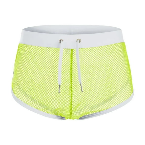 TANBOM Men's Drawstring Boxer Briefs Mesh Polyester Underwear Fluorescent Green XXXL 1-Pack