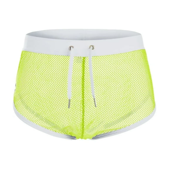 TANBOM Men's Drawstring Boxer Briefs Mesh Polyester Underwear Fluorescent Green XXXL 1-Pack