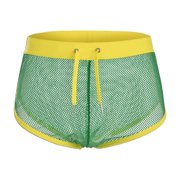 TANBOM Mens Drawstring Boxer Briefs Mesh Polyester Underwear Green XXL 1-Pack