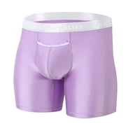 TANBOM Mens Extended Length Nylon Boxer Briefs Comfortable Breathable Bulge Enhancing Pouch Purple XL