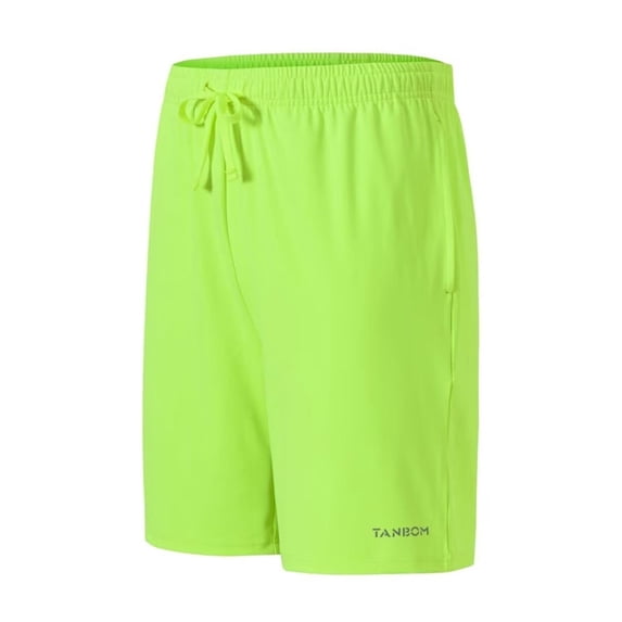 TANBOM Men's Fashion Polyester Five Sports Shorts Lightweight Breathable Adjustable Drawstring Green L