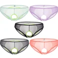 thumbnail image 1 of TANBOM Men's Holes Briefs Mesh Nylon Triangle Underwear Black/Gray/Green/Orange/Purple M 5-Pack, 1 of 6
