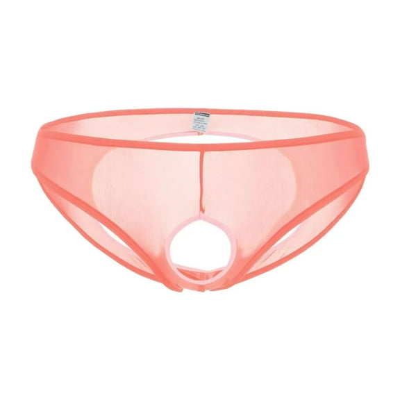 TANBOM Men's Holes Briefs Mesh Nylon Triangle Underwear Orange M 1-Pack