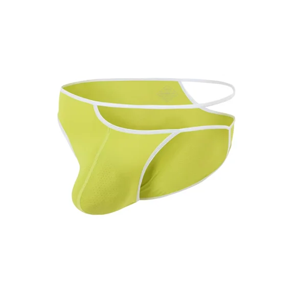 TANBOM Men's Hollow-Out Triangle Briefs Nylon Underwear Yellow L 1-Pack