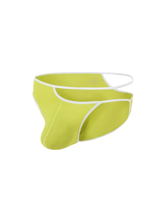 Men's Hollow-Out Triangle Briefs Nylon Underwear Yellow M 1-Pack