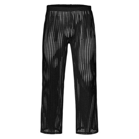TANBOM Men's Lightweight Breathable Mesh Loose Straight Lounge Pajama Sleep Pants, Black, 1-Pack, M