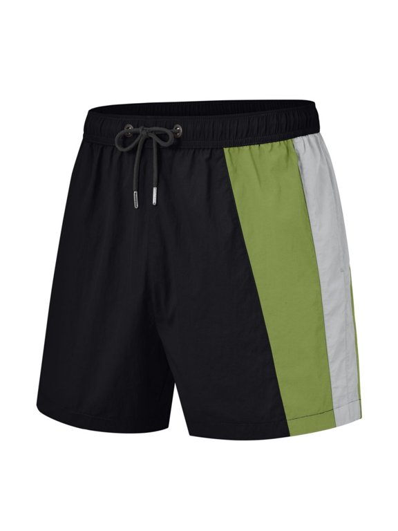Men's Lightweight Nylon Casual Shorts with Drawstring, Black, 1-Pack, XL