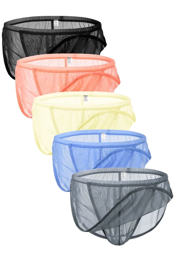 Men's Lightweight Nylon Mesh Underwear Assorted L 5-pack