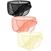 TANBOM Men's Lightweight Nylon Mesh Underwear Black/Orange/Yellow M 3-pack