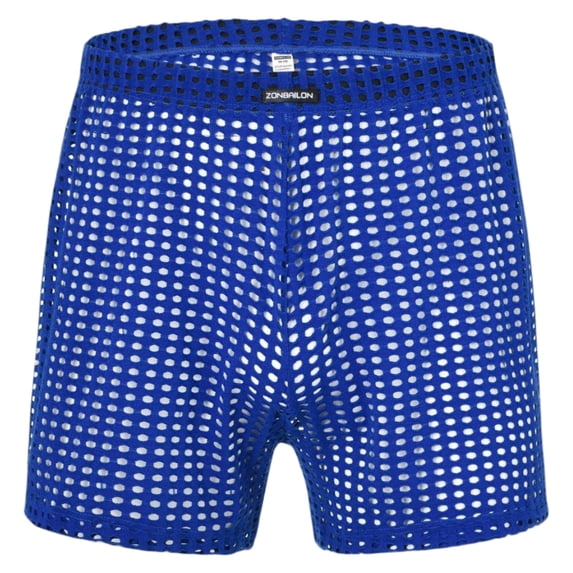 TANBOM Men's Long Leg Breathable Mesh Boxer Briefs Underwear, Blue, 1-Pack, 2XL