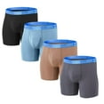thumbnail image 1 of TANBOM Men's Long - Leg Open Front Boxer Briefs Bulge Pouch Bamboo Viscose Breathable Comfortable Multi Pack M, 1 of 1